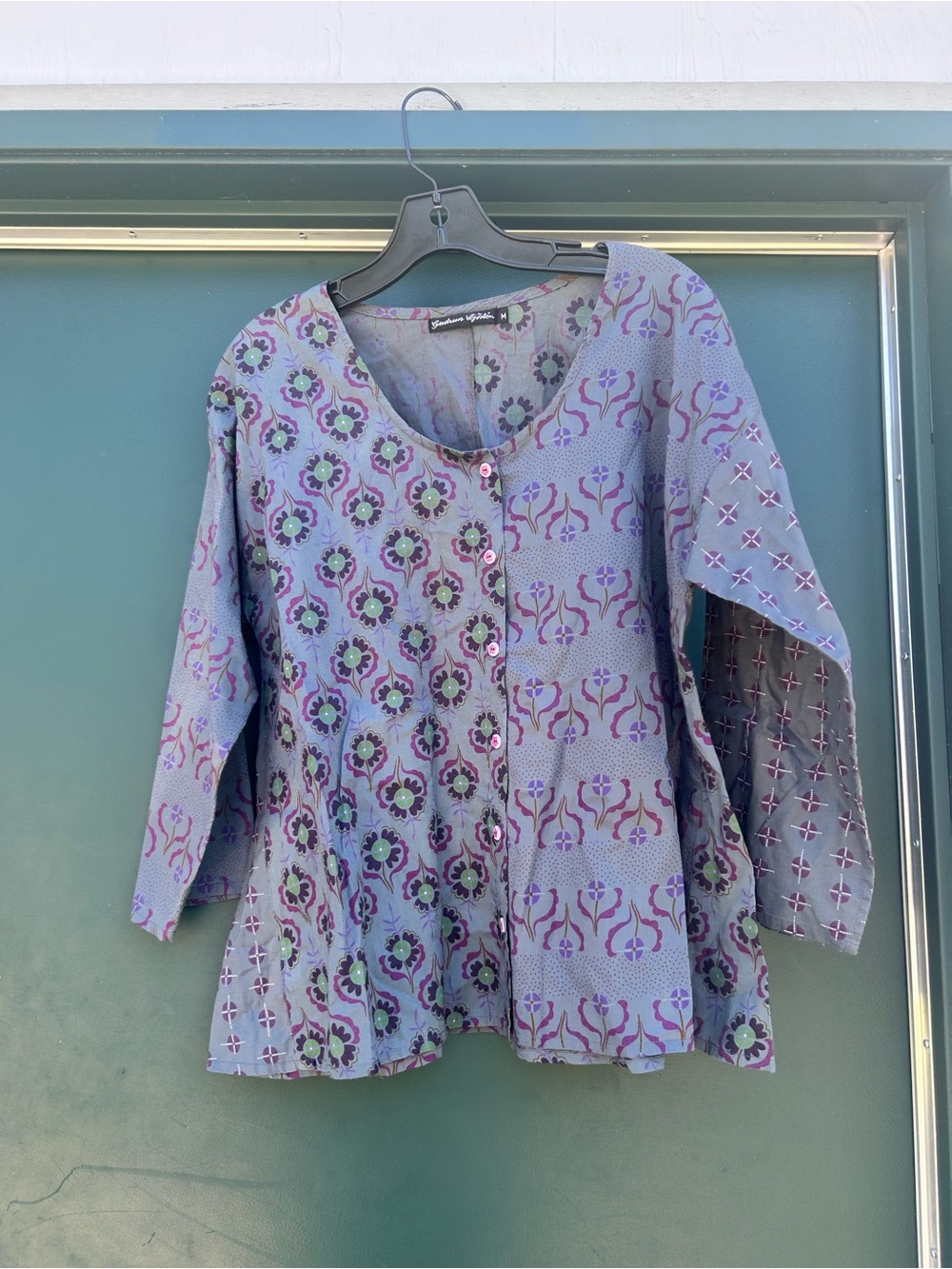 Gudrun Sjödén Floral Button-Front Purple Tunic new